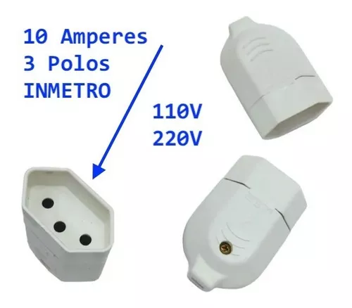 Plug Tomada Fêmea 3P 10A 20A NBR 14136 Angular Cobre Bivolt