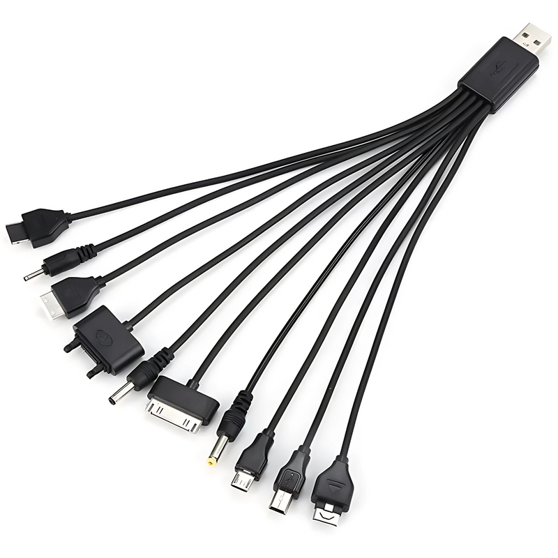 Cabo USB Multi Carregador 10 em 1 Universal Celular Antigo