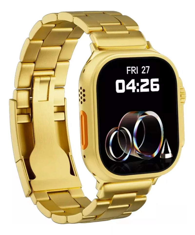 Smartwatch Ultra Mini Gold 41mm NFC HD Feminino 2 Pulseiras iOS Android
