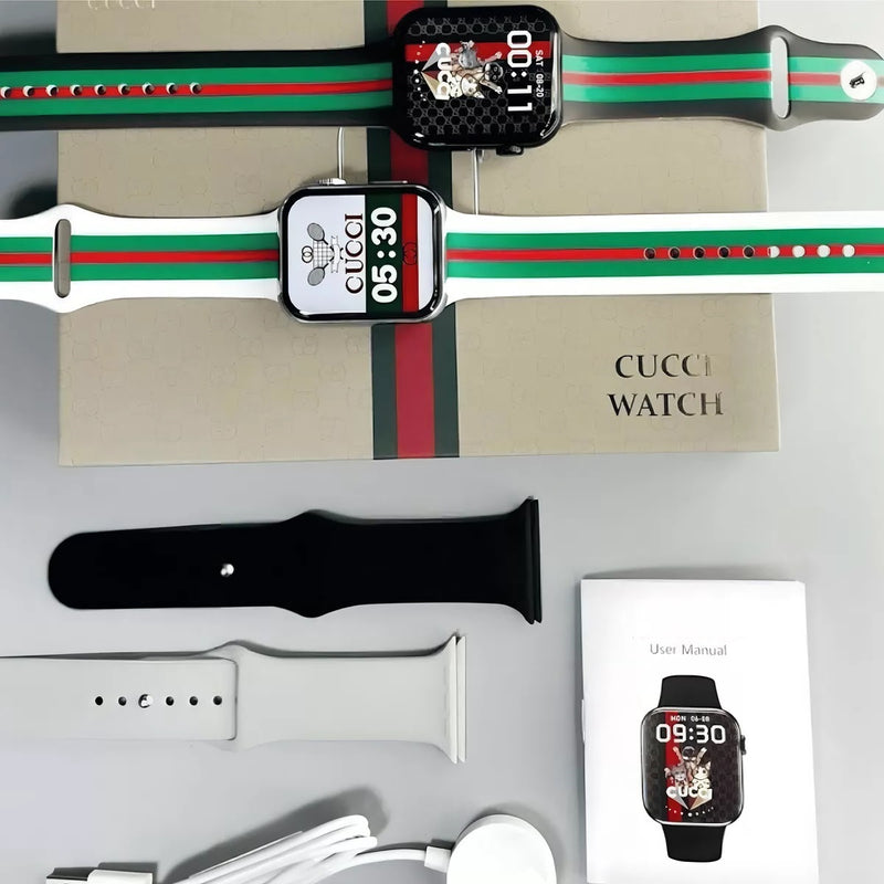 Smartwatch Cucci Watch com Tela IPS 2.0 em Aço Inoxidável com Chamadas Bluetooth Pulseira de Silicone e Compatibilidade com Android e iOS