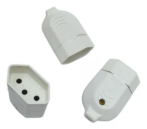 Plug Tomada Fêmea 3P 10A 20A NBR 14136 Angular Cobre Bivolt