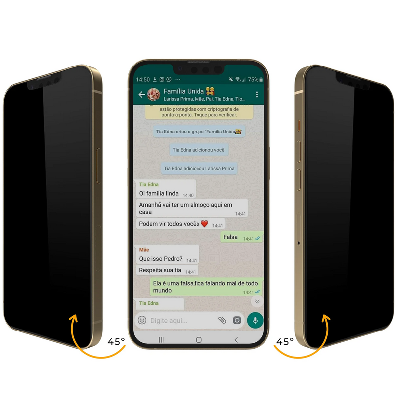 Película de Privacidade Fosca 3D para iPhone 6 7 X XS XR 11 12 13 14 15 16 e Todas as Versões Pro Plus Pro Max Mini com Toque Suave e Cobertura Total em Vidro ou Hidrogel
