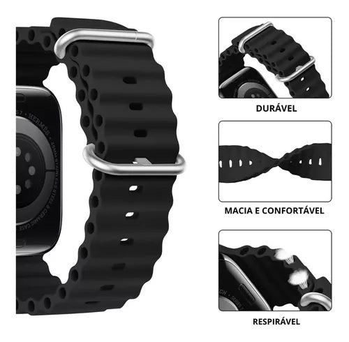 Smartwatch U9 Ultra Série 9 com Tela HD 2.2 Chamadas Bluetooth GPS Bússola Carregamento Sem Fio Pulseira Oceano e Monitoramento de Saúde para Android e iOS