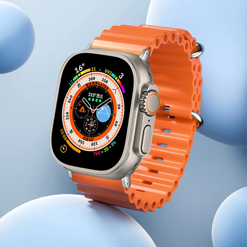 Pulseira Oceano de Silicone para Apple Watch Ultra Series 9 SE e Smartwatches com Caixa de 38mm a 49mm com Encaixe Rápido e Conforto Premium