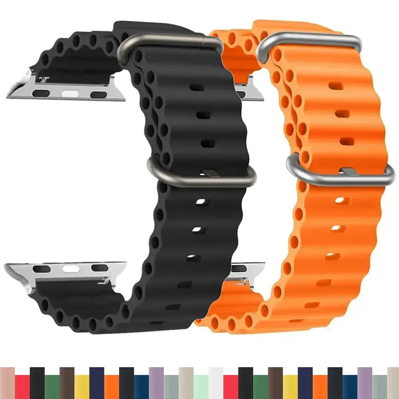 Pulseira Oceano de Silicone para Apple Watch Ultra Series 9 SE e Smartwatches com Caixa de 38mm a 49mm com Encaixe Rápido e Conforto Premium