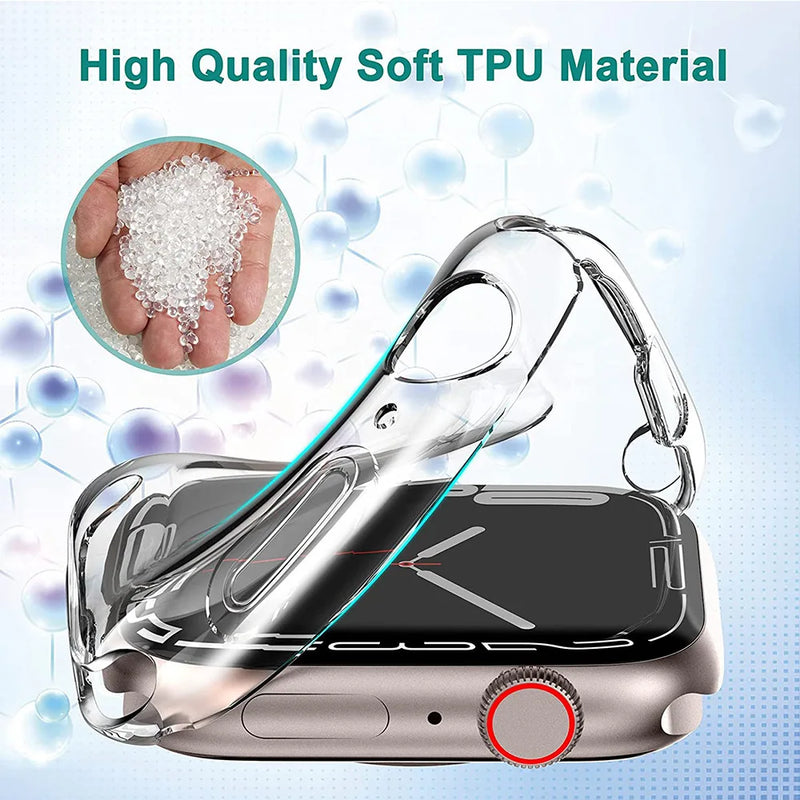 Capa Transparente em Silicone Flexível com Encaixe Preciso para Apple Watch com Proteção Antirriscos e Compatibilidade com Tamanhos de 38mm a 49mm