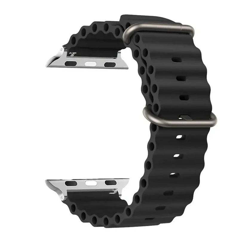 Pulseira Oceano de Silicone para Apple Watch Ultra Series 9 SE e Smartwatches com Caixa de 38mm a 49mm com Encaixe Rápido e Conforto Premium