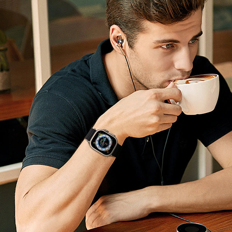 Pulseira Oceano de Silicone para Apple Watch Ultra Series 9 SE e Smartwatches com Caixa de 38mm a 49mm com Encaixe Rápido e Conforto Premium