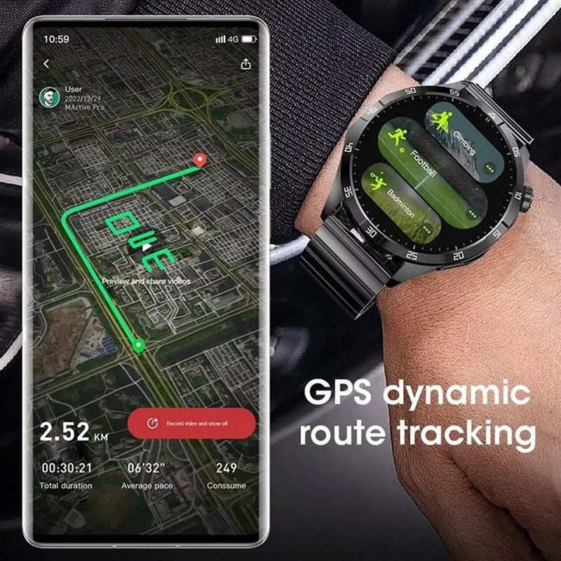 Smartwatch GT4 Max MicroOS 10 com Tela AMOLED 1.51 Chamadas Bluetooth Assistente com IA ChatGPT NFC Carregamento Sem Fio e Monitoramento de Saúde IP68