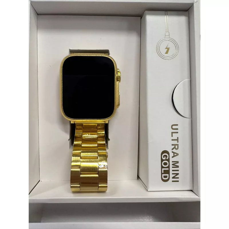 Smartwatch Ultra Mini Gold 41mm NFC HD Feminino 2 Pulseiras iOS Android