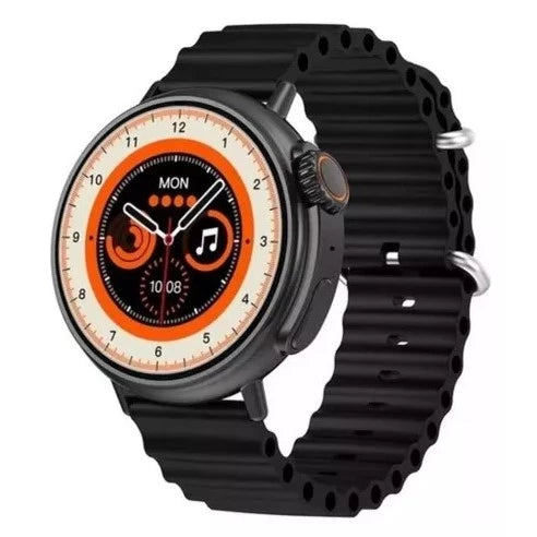 Smartwatch S9 Ultra Pro Série 9 com Tela HD Chamadas Bluetooth Coroa Giratória Pulseira Couro PU e Oceano Monitoramento de Saúde e App WearFit Pro para Android e iOS