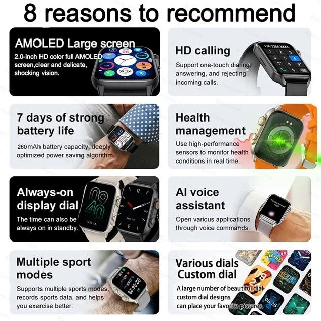 Kit 2 Smartwatch AMOLED Ultra 2 + Watch 9 c/ 5 Pulseiras iOS Android