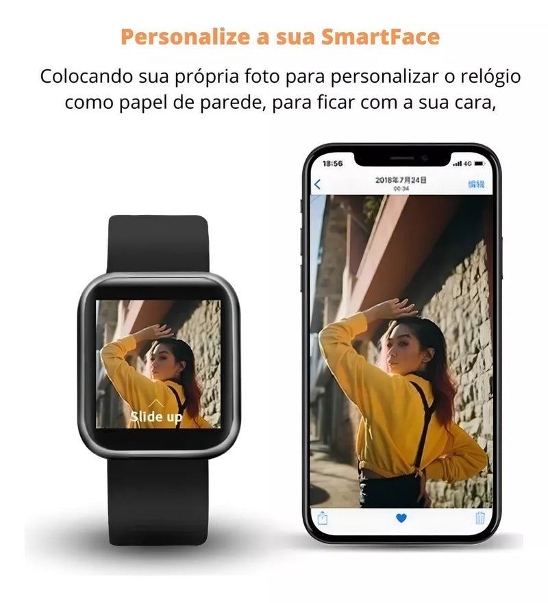 Smartwatch com Monitor de Saúde e Notificações Inteligentes com Tela Touch para Android e iOS