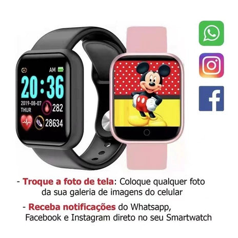 Smartwatch com Monitor de Saúde e Notificações Inteligentes com Tela Touch para Android e iOS
