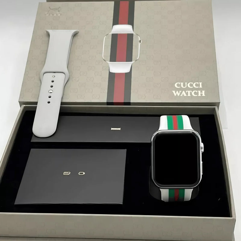 Smartwatch Cucci Watch com Tela IPS 2.0 em Aço Inoxidável com Chamadas Bluetooth Pulseira de Silicone e Compatibilidade com Android e iOS