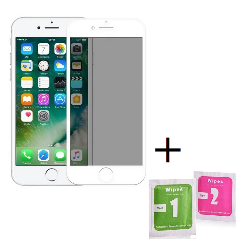 Película de Vidro 3D Privacidade para iPhone 7 Plus e iPhone 8 Plus com Cobertura Completa Borda a Borda e Proteção Contra Olhares Laterais