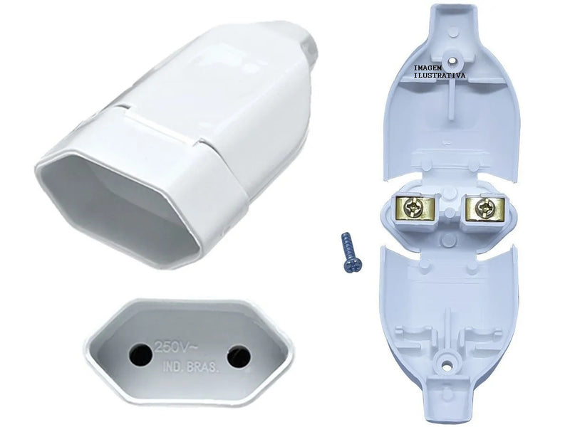 Plug Tomada Fêmea 3P 10A 20A NBR 14136 Angular Cobre Bivolt