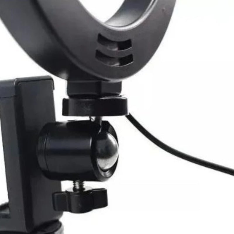 Ring Light LED 16cm 6" p/ Celular Mini Tripé 3 Cores USB Mesa